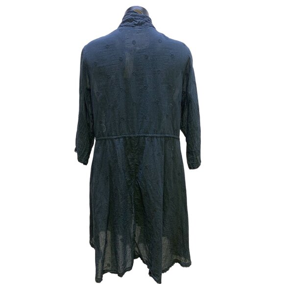 Johnny Was Vintage Navy Embroidered Cardigan w/Tie Waist Size L - Picture 2 of 7